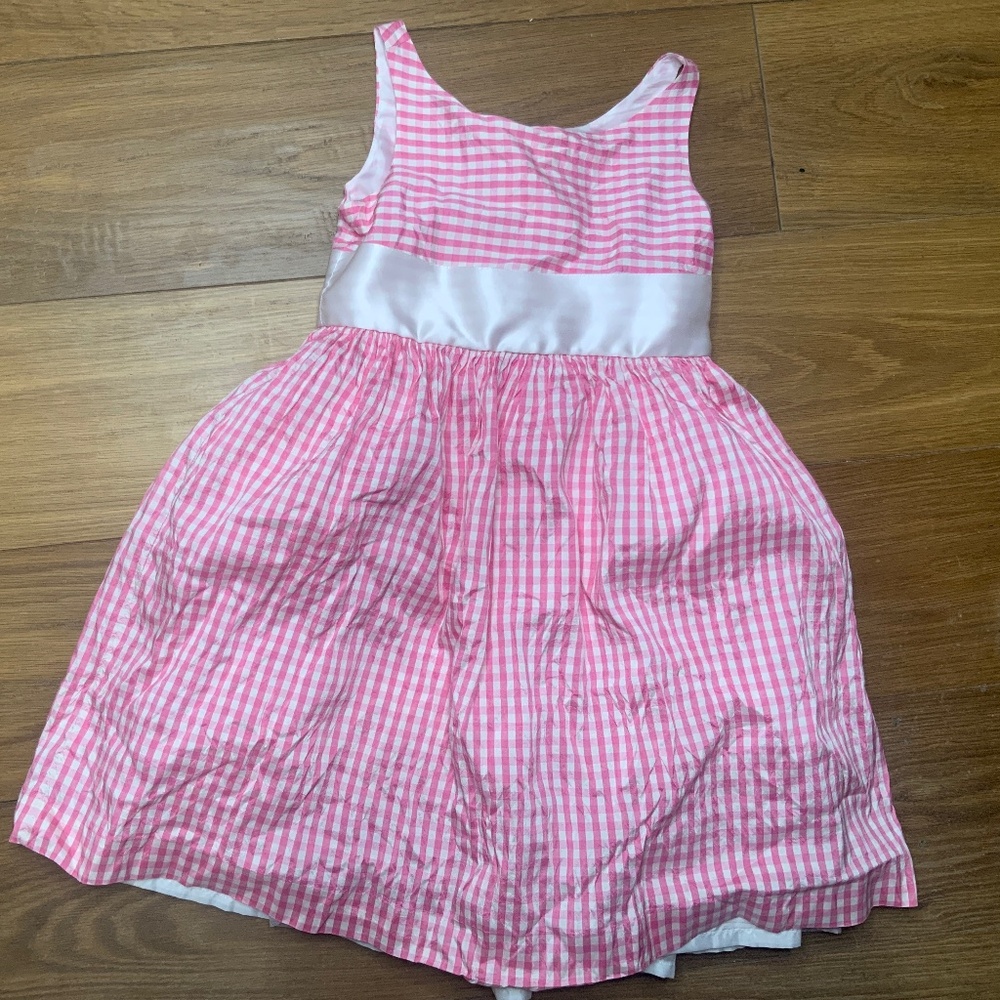 Janie and Jack Pink Gingham Dress With Bow Size 6